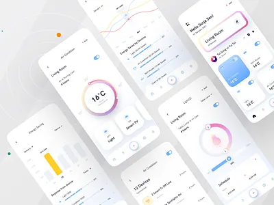 Smart home app I Ofspace clean ui home automation light mobile app remote control smart app smart devices smart home app smarthome trendy uiux ux design