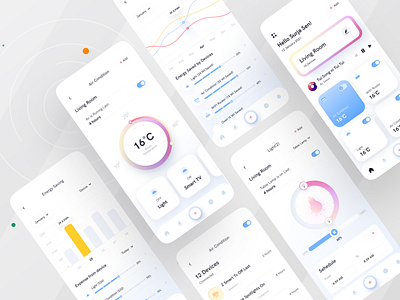 Smart home app I Ofspace clean ui home automation light mobile app remote control smart app smart devices smart home app smarthome trendy uiux ux design