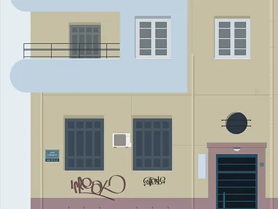The houses of Athens / 02 building city illustration urban windows
