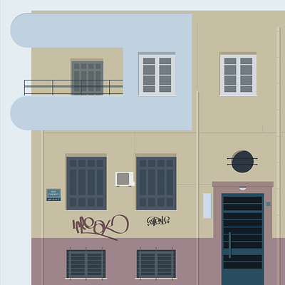 The houses of Athens / 02 building city illustration urban windows