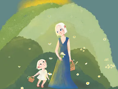Mother and dauther character children book illustration children illustration childrens book childrens illustration digital illustration illustration mother and child