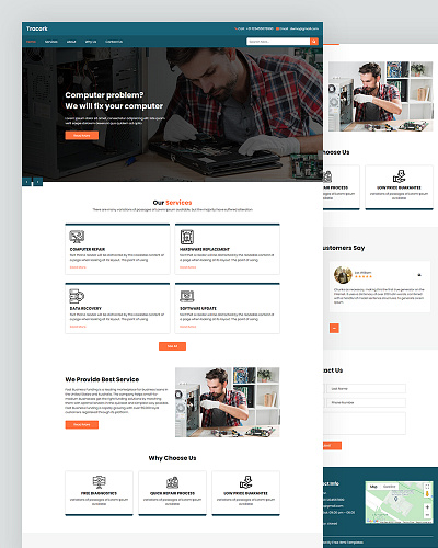 Tracork bootstrap business computer repair computer service computer support css html5 repair responsive service template