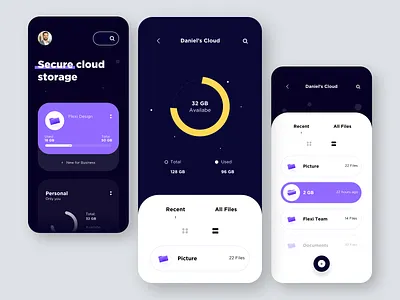Cloud storage App app design ui ux