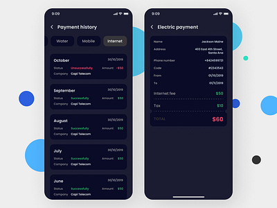 Payment history App app design typography ui ux