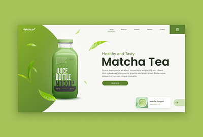 MatchaTea bottle design drink food food and drink green healthy healthyfood juice leaves matcha minimal minimalist shop tea ui web