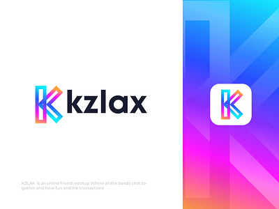 Modern K letter logo kzlax abstract app design brand identity branding creative gradient illustration k letter logo letter logo logo agency logo designer logo designer for hire logos logotype marketing modern logo modern logo design online typography