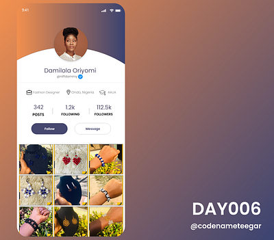 #DailyUI Day006: Design a user profile app branding dailyui dailyuichallenge design minimal ui ux web website