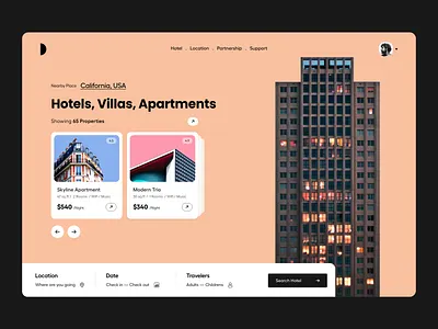 Landing Page booking app cardui clean clean website filter filter ui hero hotel app hotel booking hotel search hotel website landing page location product design serach ui ui ux user experience ux website