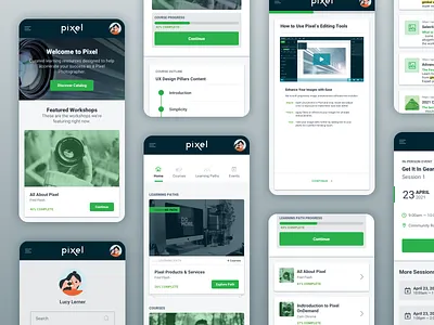 Pixel Learning Experience collage mobile app ui