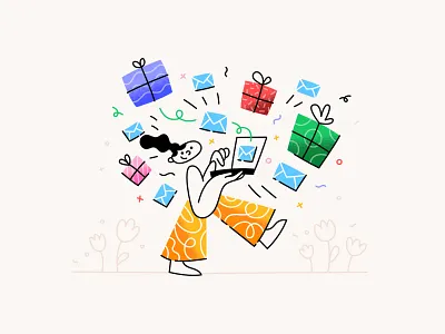 Sending a gift is just as easy as sending an email art character cute design email gifts girl happy illustration laptop procreate sending ui vector