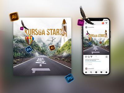 Social media poster for Illustros channel creative design designer illustrator learn photomanipulation photoshop smm social media design xd