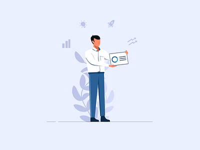 Showcasing clean flat illustration illustrator man minimal showcasing standing vector