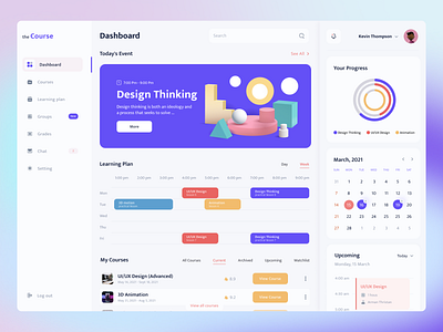 Online Learning Platform Dashboard dashboard dashboard design dashboard ui design light minimal online course online education online learning platform ui ux uxui web