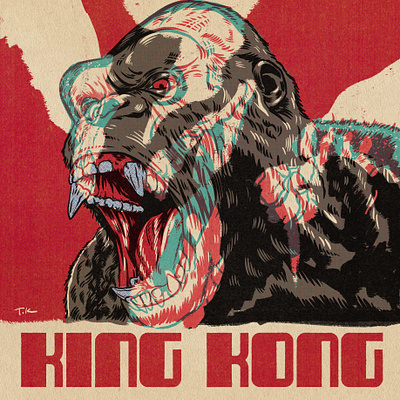 KONG creature drawing illustration king kong monsters portrait procreate