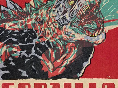 Godzilla creature design drawing godzilla horror illustration monsters portrait procreate xray