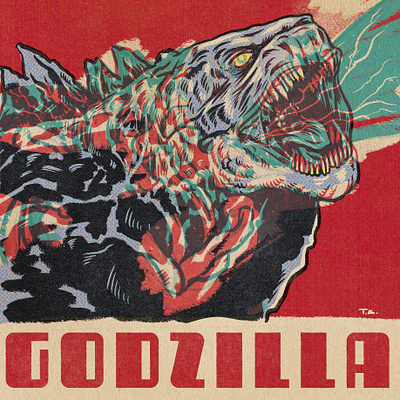 Godzilla creature design drawing godzilla horror illustration monsters portrait procreate xray