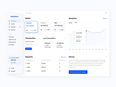 Financial Dashboard | BethaBank bank app banking app banking dashboard dashboard dashboard ui financial app financial dashboard