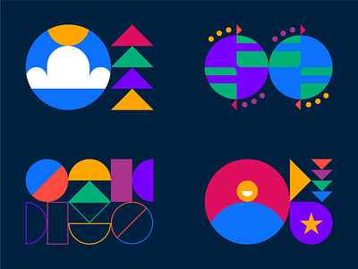 Simple Feature Illustration Set arrows brand brand identity design branding bright colors cloud credit card geometric geometric illustration illustration minimal minimalist shapes star testimonial