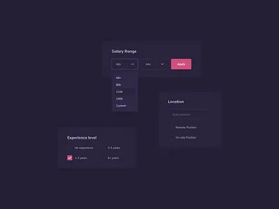 Dark Themed Filter UI Components Design dark theme dark theme ui dark theme ui design filter filter design filter ui filter ui components form ui ildiesign ui component ui design daily