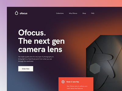 Ofocus: Camera Lens Landing Page camera camera app camera lens clean header hero home page landing design landing page landing page design landing page ui landing pages lens modern ui trend ui user interface ux visual identity