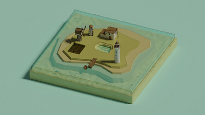 Small Island 3d 3d artist 3denviroment blender blender 3d island lowpoly lowpoly3d lowpolyart minimalist