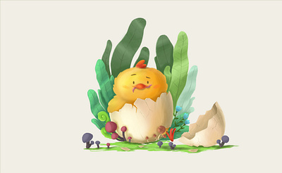 Easter chick 2d animation branding character easter egg illustration plants ui