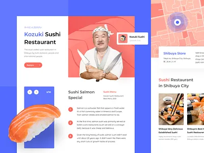 Landing Page of Kozuki Sushi Restaurant bright color chef clean clean design food japan japanese japanese culture japanese food landing page maps minimal page sushi typography ui user interface ux website website design