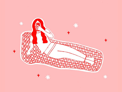 modern reclining goddess cell phone illustration portrait