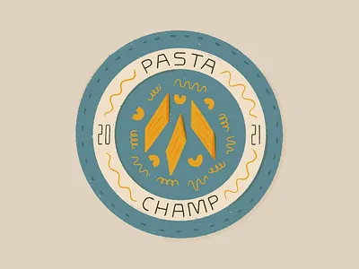 Pasta Champion badge food illustration pasta pin procreate retro vintage winner