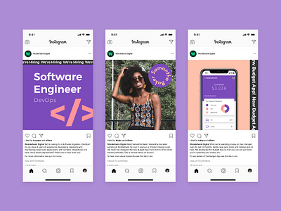 Instagram—Wonderbank Dribbble bank branding instagram marketing production design recruitment socialmedia