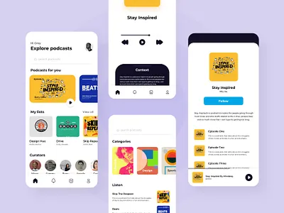 Podcast application design minimal podcast podcasting ui uiux