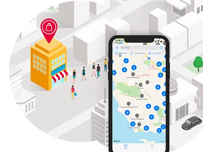 Posso ir? Ilustration app design illustration location map pin vector web