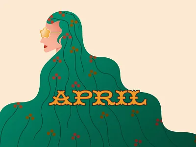 Lady April april color flat flowers gradient hair illustration spring