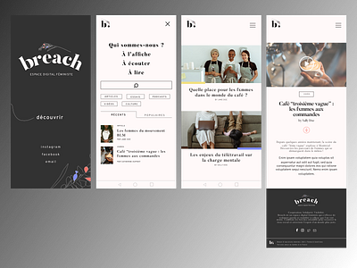 Breach - mobile pages darkmode design figma figmadesign graphicdesign logo mobile mobiledesign mobileui sitedesign typography ui uidesign uiux uiuxdesign ux webdesign webflow