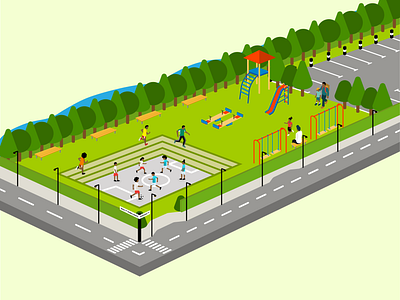 At the Park illustration isometric illustration nairobi vector