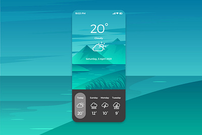 Cloudy Weather App design flat gradient color icon minimal ui vector vector artwork