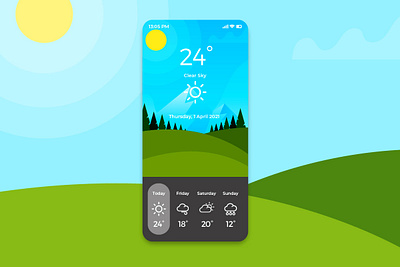 Clear Sky Weather App design flat gradient color icon illustration minimal ui vector vector artwork