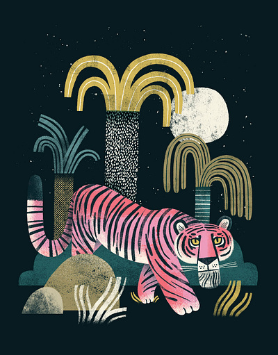 Midnight Tiger animal animal art colourful digital art digitalart illustration jungle illustration procreate tiger tropical illustration