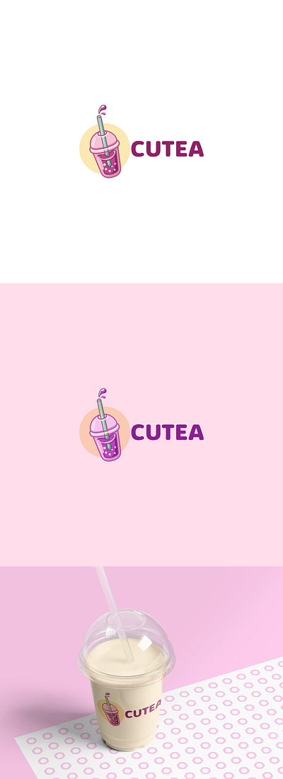 Logo for boba/bubble tea shop bubble design illustration logo tea