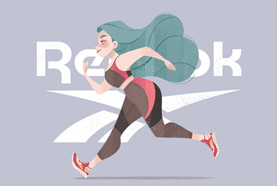 Reebok Girl brand brand character character design design fashion female feminism girl girl illustration girl power helathy illustration outfit reebok run sport sport life sports sports branding