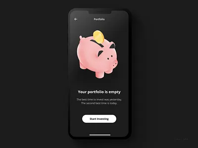 Stocks App - Empty State empty screen empty state illustration invest investing mobile ui money onboarding piggybank portfolio