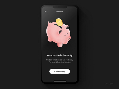 Stocks App - Empty State empty screen empty state illustration invest investing mobile ui money onboarding piggybank portfolio