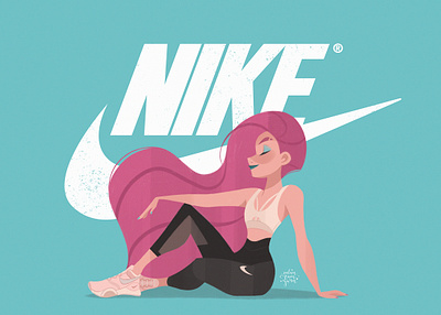 Nike Girl brand brand character character design design fashion female feminism girl girl character girl illustration girl power healthy nike nike air nike running nike shoes pink pink hair