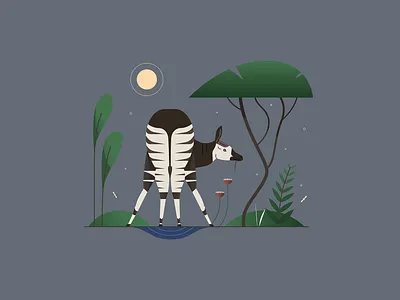 Okapi illustration moon okapi vector