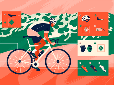 Cycling art atlassian bike blog illustration blog post character illustration cyclist design editorial illustration flat gear illustration illustrator sports texture tour de france vector