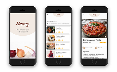 Flavory App recipe app voice assistant xd design