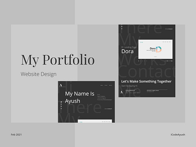 iCodeAyush (Portfolio Website) Cover animation css flat goldenratio graphicdesign html landingpage minimal portfolio website typogaphy ui ux web webdesign website wireframe