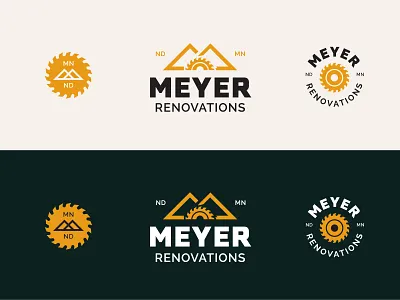 Meyer Reno carpentry construction contractor home renovation logo saw