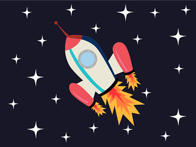 Day 21 Dribbble graphic design illustration outerspace rocket rocketship ship space vector vector illustration