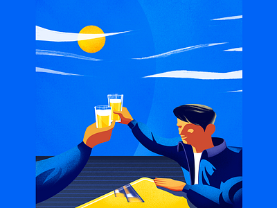 Beers, Friends & Sun cartoon illustration character illustration characterdesign characters colorful digital illustration digitalart digitaldrawing doodleart doodling funny illustration illustration photoshop procreate sunny